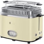 Russell Hobbs Toaster Retro creme, Retro Countdown-Anzeige, inkl. Brötchenaufsatz, 6 einstellbare Bräunungsstufen + Auftau- & Aufwärmfunktion, Schnell-Toast-Technologie, 1300W, Vintage 21682-56
