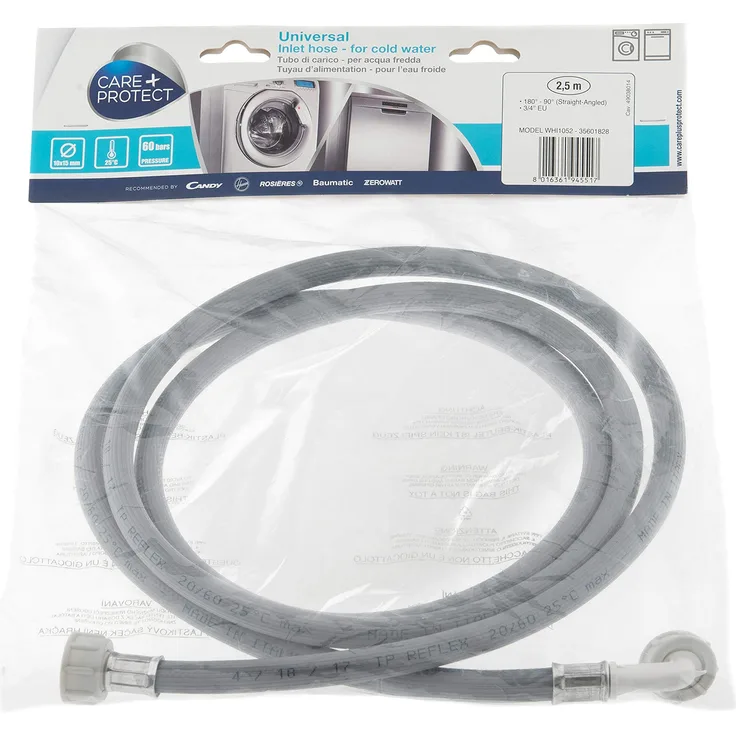 Care + Protect WHI1052 Fredda Wasserschlauch (Grau), Ø10x15mm, D-C, 3-4'' -2,5m, Kunststoff