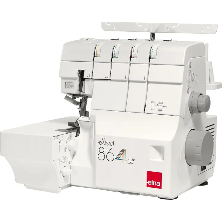Elna eXtend 864air  12 Nähprogramme Nählicht Nadeleinfädler Overlock-Nähmaschine, weiß
