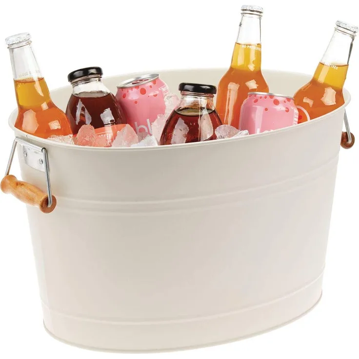 mDesign Flaschenkühler aus Metall - dekorativer Getränkekühler mit Griffen - ideal als Getränkewanne für Wein, Bier, Sekt oder Softgetränke - cremefarben-beige