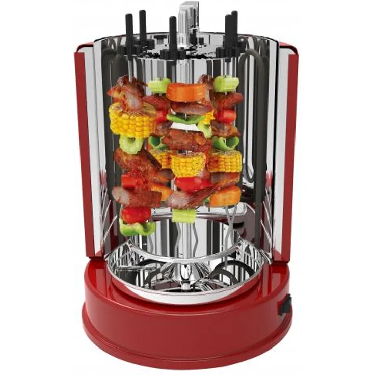 Syntrox Kebab & Dönergrill Aragon mit Kontrollleuchte, 1400W, Metall, rot