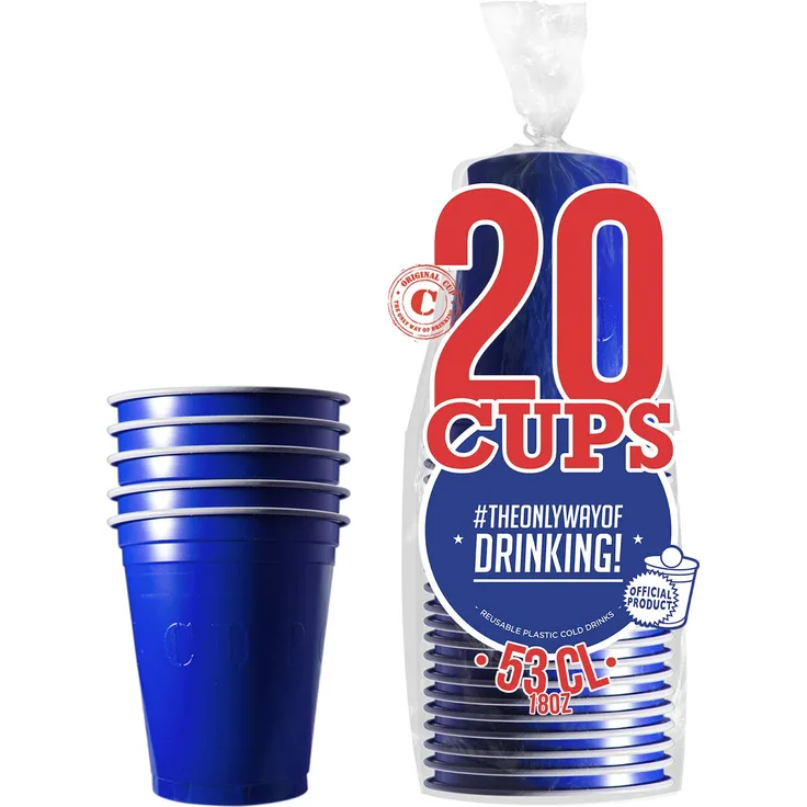 20er Pack Offiziellen Original Blue Cups Blaue 53cl Becher Beer Pong Premium Qualität Becher aus wiederverwendbaren Plastik Spülmaschinenfest OriginalCup