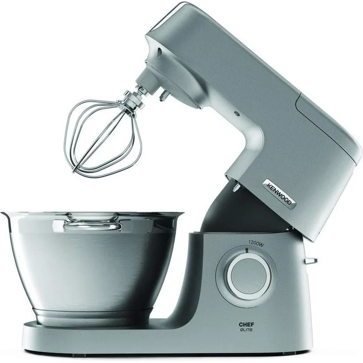 Kenwood Chef Elite KVC5320S Küchenmaschine, 4,6 l Edelstahl Rührschüssel, Interlock-Sicherheitssystem, Metallgehäuse, 1200 Watt, inkl. 3-Teiligem Patisserie-Set und Glas-Mixaufsatz, silber | Serie: Chef Elite – Bild 2