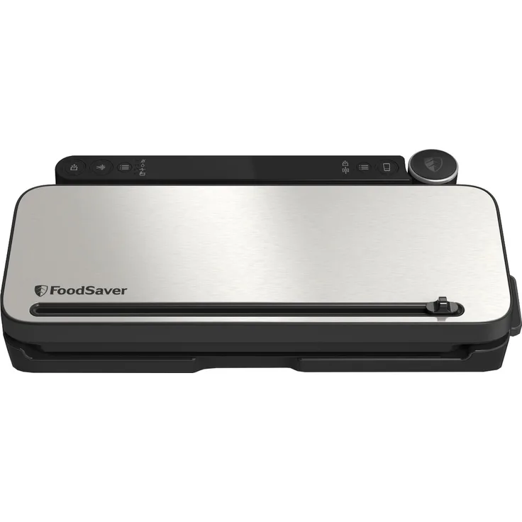 Nital FoodSaver VS3190X Mehrzweck-Vakuumiersystem, Vakuumierer, inkl. 1 Vakuumrolle, 4 Vakuumbeuteln, 4 Vakuum-Verschlussbeutel, edelstahl, schwarz