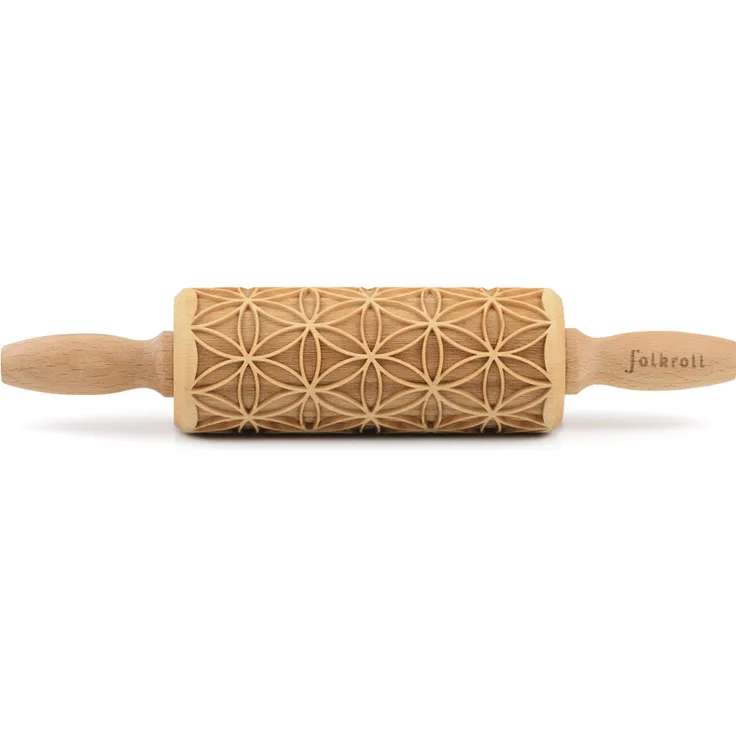 Folkroll 3D-Motiv-Teigrolle 23 cm Blume des Lebens
