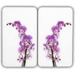 Wenko 2521433500 Herdabdeckplatte Universal Orchideenblüte - 2er Set, für alle Herdarten, Gehärtetes Glas, 30 x 1.8-4.5 x 52 cm, Mehrfarbig
