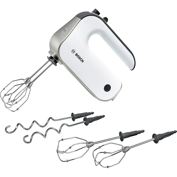 Bosch MFQ4835DE Styline, Premium-Handrührer, sehr leise, 2 Paar Rührbesen, Knethaken, Anschluss für Mixfuß, 575 W, Edelstahl, weiß – Bild 1