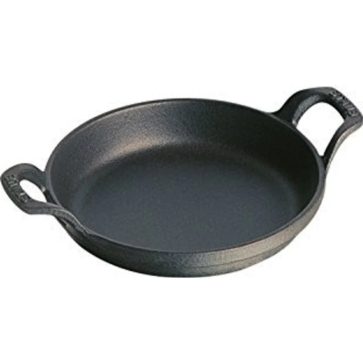Staub 1301623 stapelbare Auflaufform, rund 16 cm, 0,4 L mit mattschwarzer lierung im Inneren der Auflaufform, schwarz