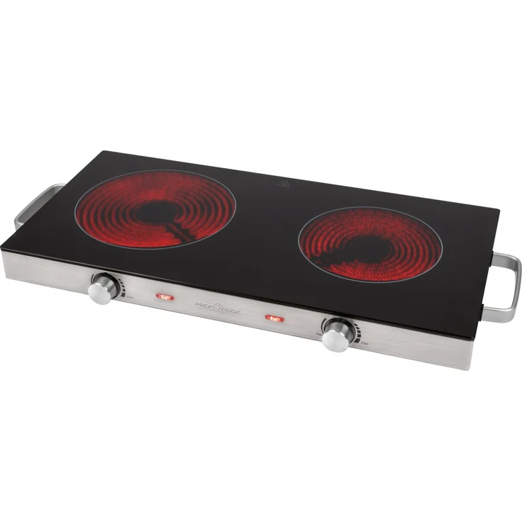 ProfiCook PC-DKP 1211 Infrarot-Doppelkochplatte, geeignet für alle Topfarten, Glaskeramikkochfläche, 2800 Watt, Edelstahlgehäuse – Bild 1