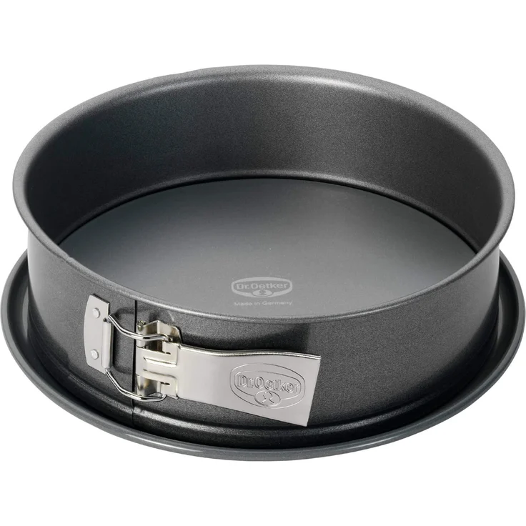 Dr. Oetker Springform mit Flach- und Rohrboden Ø 24 cm, auslaufsichere Kuchenform mit 2 Böden, runde Backform aus Stahl mit keramisch verstärkter Antihaft-Beschichtung (Farbe: grau), Menge: 1 Stück – Bild 1