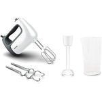 Tefal HT4611 PrepMix+ Handmixer, 500W, 5 Stufen, Turbo, inkl. Messbecher, weiß, schwarz