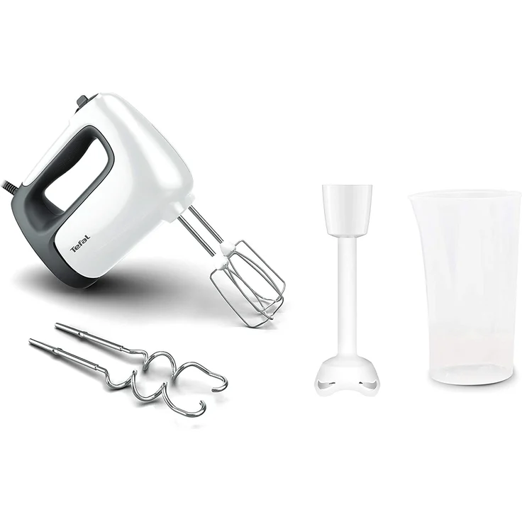 Tefal HT4611 PrepMix+ Handmixer, 500W, 5 Stufen, Turbo, inkl. Messbecher, weiß, schwarz – Bild 1