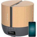 Cecotec Luftbefeuchter PureAroma 550 Connected Grey Woody (500 ml), Aroma Diffuser, bis 30 m², 25 ml-h Dampf, LED-Licht, Timer, Lautsprecher, App-Steuerung 