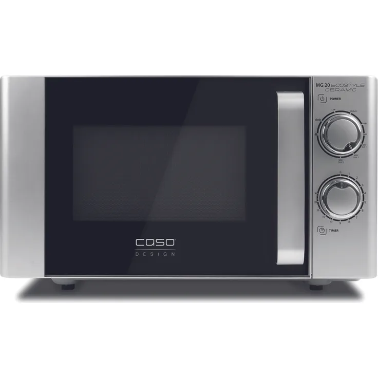 Caso MG20 Ecostyle Ceramic Design Mikrowelle mit Grill, Standgerät, größere Nutzfläche dank Keramikboden, 20 Liter Garraum, Garen auf 2 Ebenen, Edelstahl