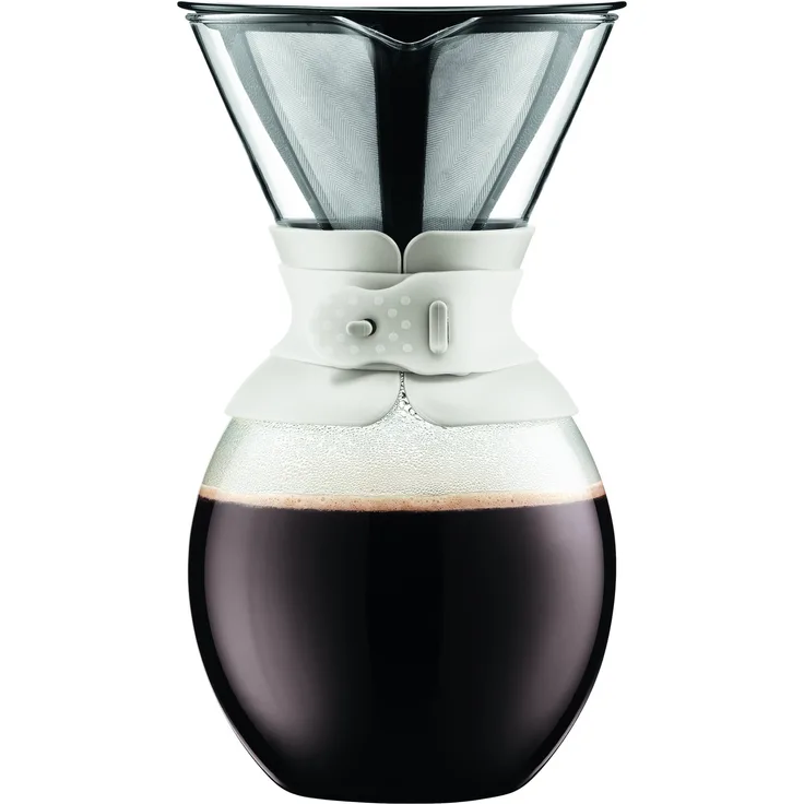 Bodum POUR über Kaffeemaschine (Permanent Filter, Spülmaschinenfest, 1,0 l/34 oz) ? Rot, glas, weiß, 1.5 L/51 oz