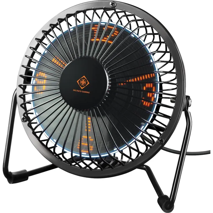 DELTACO LED Std. Min. Sek. Anzeige »USB Tischventilator mit Uhr«