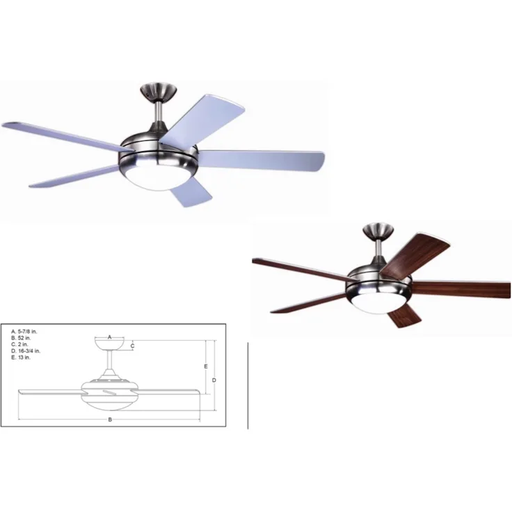 AireRyder Deckenventilator Ursa mit Beleuchtung und Fernbedienung, Gehäuse Satin Nickel, Flügelfarbe Silber-Walnuss, 132 cm