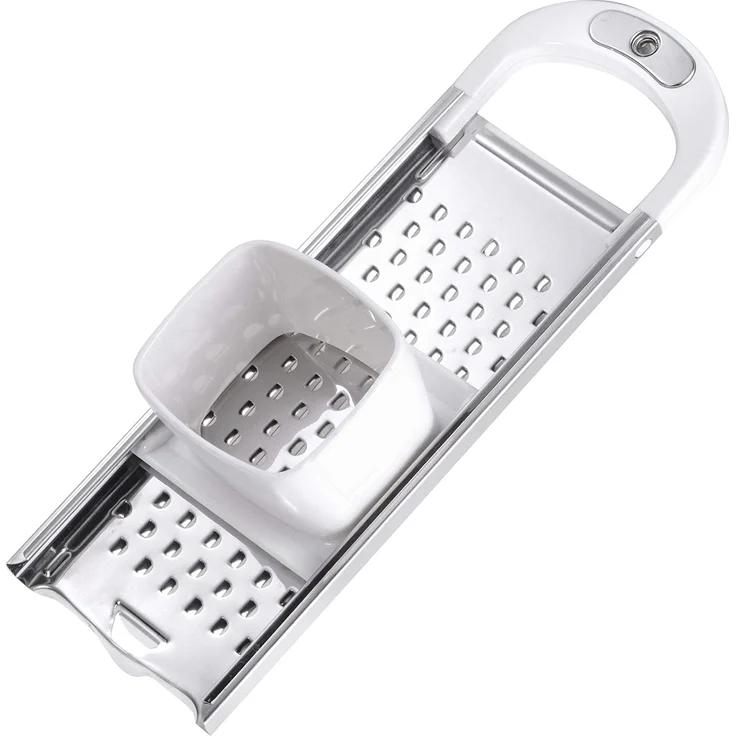 Westmark Spätzlehobel mit Teigschlitten, Für Topfdurchmesser bis zu 28 cm, Rostfreier Edelstahl-Kunststoff, Fädle, Weiß-Silber, 61222270 – Bild 1