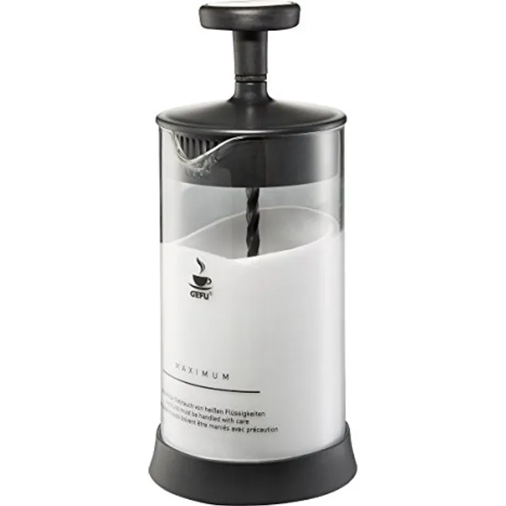 Gefu ANTONIO Hand-Milchaufschäumer, 270 ml Fassungsvermögen, Kunststoff, Anti-Rutsch-Füße, schwarz