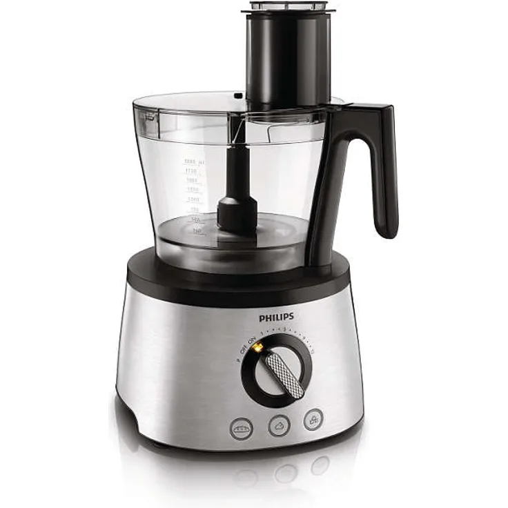 Philips HR7778-00 Küchenmaschine (1.300 Watt, inkl. Knethaken, Entsafter, Standmixer und Zitruspresse) schwarz-silber 