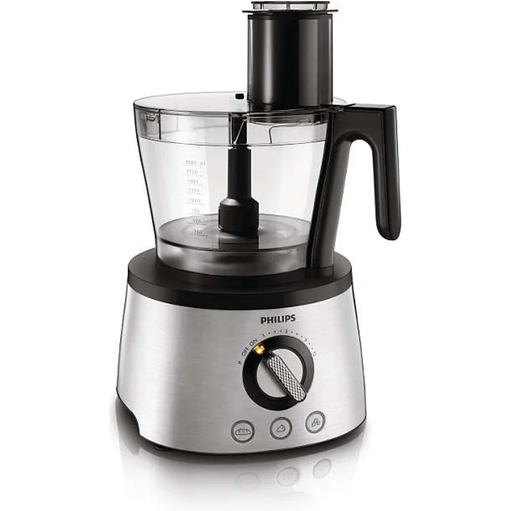 Philips HR7778-00 Küchenmaschine (1.300 Watt, inkl. Knethaken, Entsafter, Standmixer und Zitruspresse) schwarz-silber  – Bild 1