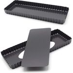 Quiche-Pfanne, antihaftbeschichtet, rechteckig, mit herausnehmbarem losem Boden, 36 x 15 cm, Schwarz, 2 Stück