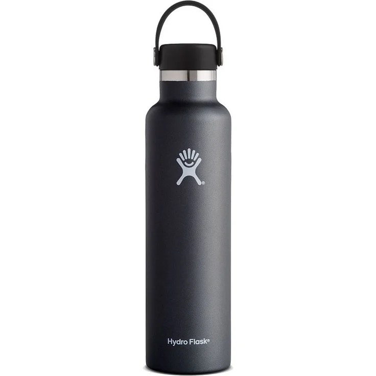 Hydro Flask Trinkflasche 709 ml, Edelstahl und vakuumisoliert, Standard-Öffnung mit auslaufsicherer Flex Cap, Black – Bild 1