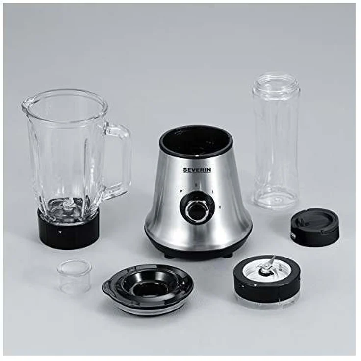 SEVERIN Multimixer SM 3737 mit Smoothie Mix & Go (Inkl. 1 L Mixbehälter und 600 ml Trinkbecher mit Deckel, ca. 500 W) edelstahl-schwarz – Bild 10