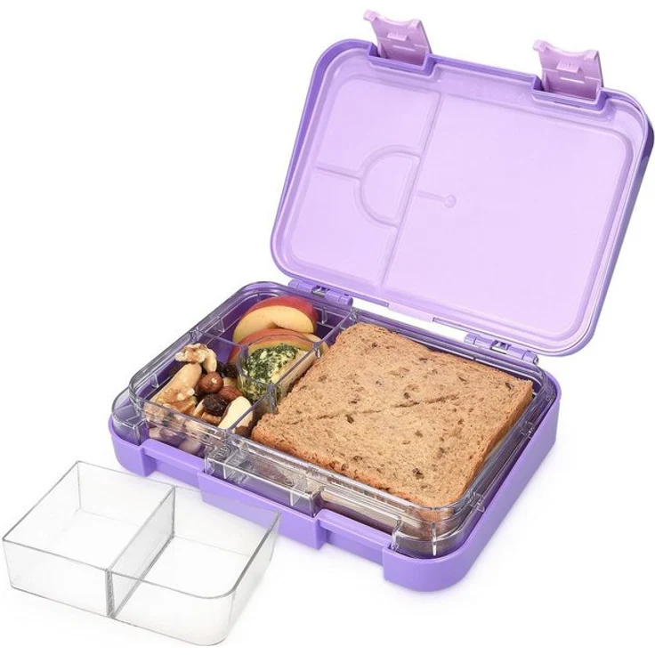 Navaris Lunchbox, Kunststoff, (1-tlg), Bento Box Brotdose Vesperbox - auslaufsicher mit variablen Fächern - herausnehmbare Innenschale - für Jungs und Mädchen, lila – Bild 1
