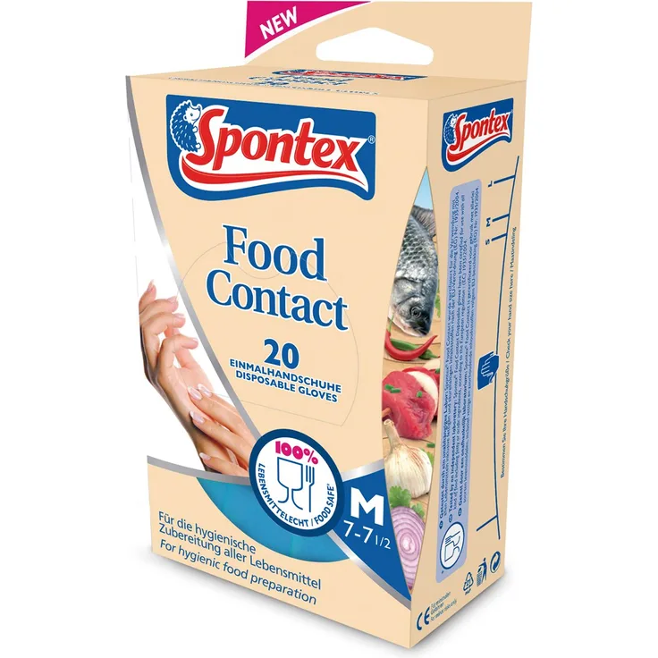 Spontex Food Contact Gr.M - 20 Einmalhandschuhe - lebensmittelecht - (3x20 Stk.)