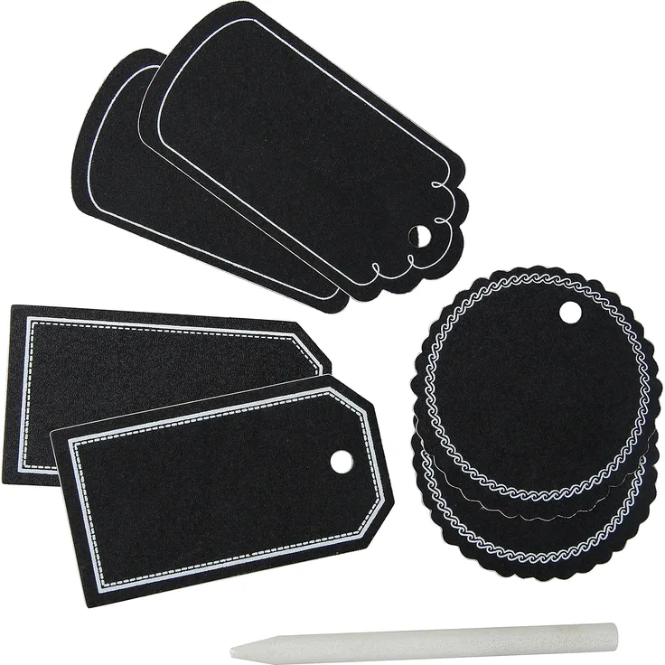 Zenker 6 Tafelfolienanhänger mit Speckstift, mehrteilig, in schwarz und weiß