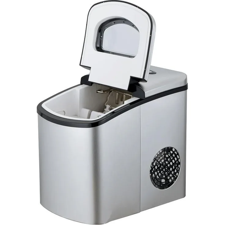 Syntrox Digitaler Edelstahl Eiswürfelbereiter Eiswürfelmaschine, 0,6kg Eisaufbewahrungskapazität, silber
