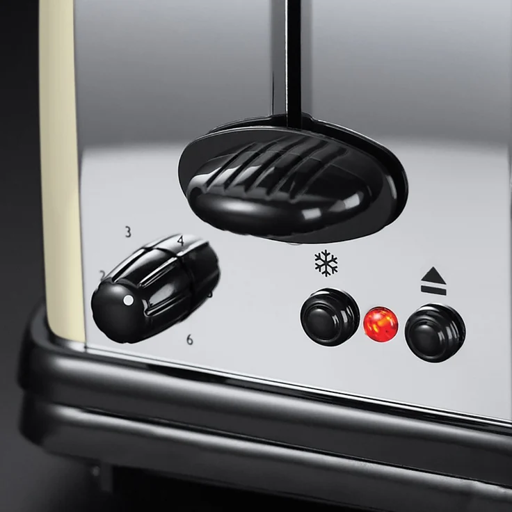 Russell Hobbs Toaster Langschlitz Colours+ creme, extra breite 1 Langschlitzkammer, inkl. Brötchenaufsatz, 6 einstellbare Bräunungsstufen + Auftaufunktion, 1000W, 21395-56 – Bild 5