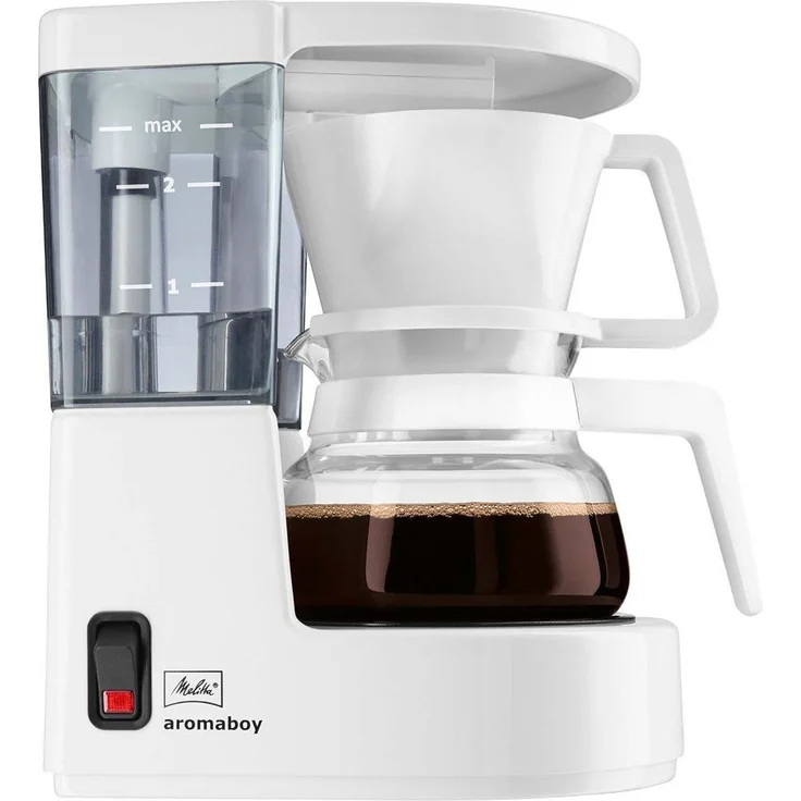 Melitta Filterkaffeemaschine, Aromaboy, 2 Tassen-Glaskanne, Filtereinsatz, Weiß, 101501 – Bild 1
