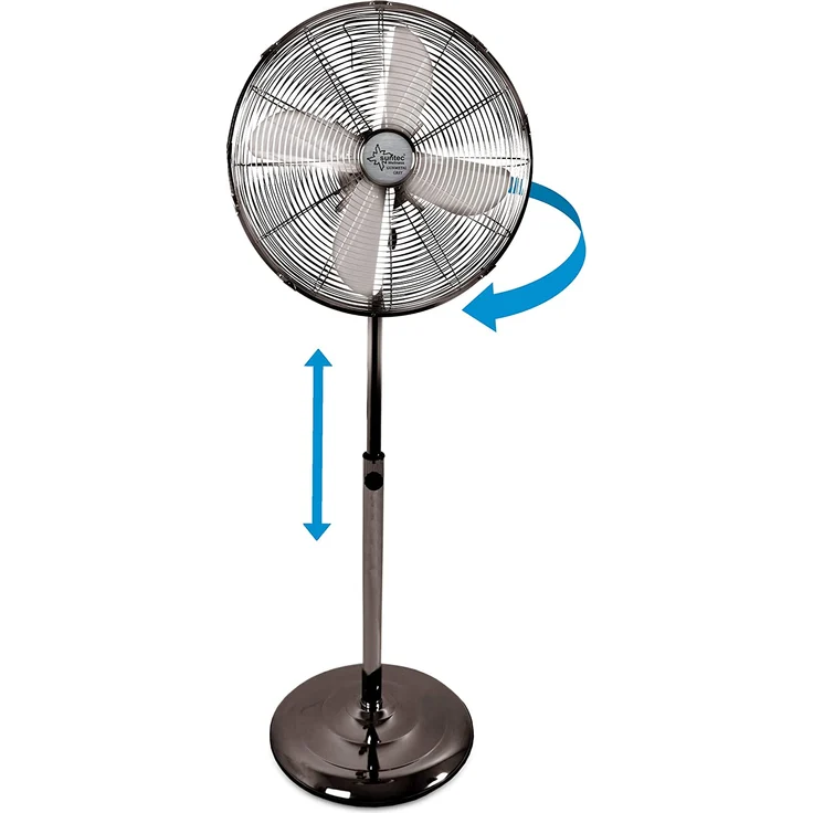 Ventilator Leise | Standventilator CoolBreeze 4000 | 40 cm Durchmesser, 50 Watt | Stand Fan Windmaschine Metall Chrom | für Bett, Schlafzimmer, Büro, Wohnung, Balkon, Terrasse | von SUNTEC – Bild 7