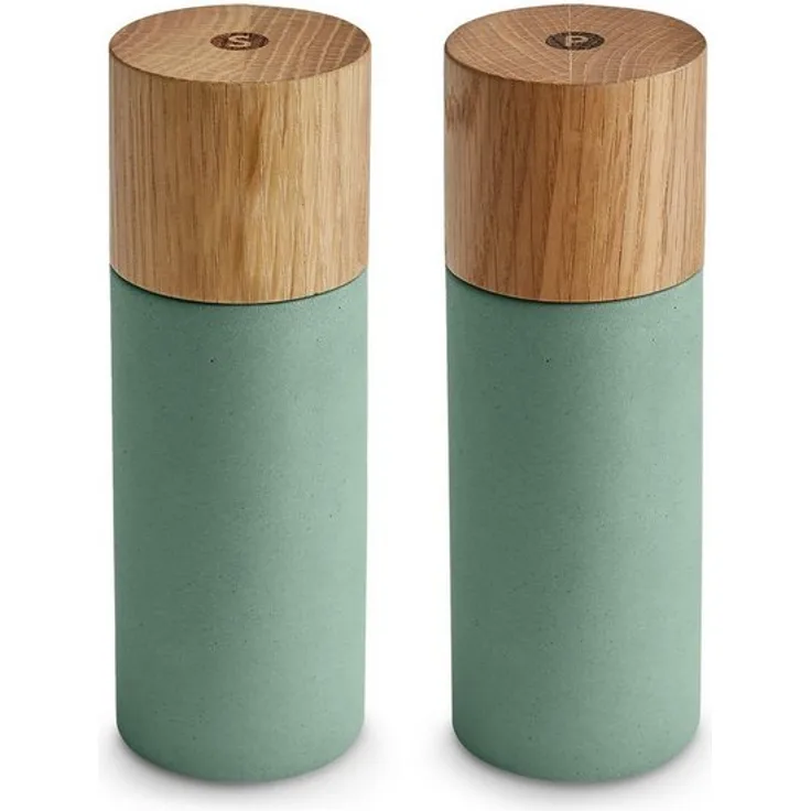 Springlane Salz--Pfeffermühle 2er Set aus Eichenholz & Beton, Grün