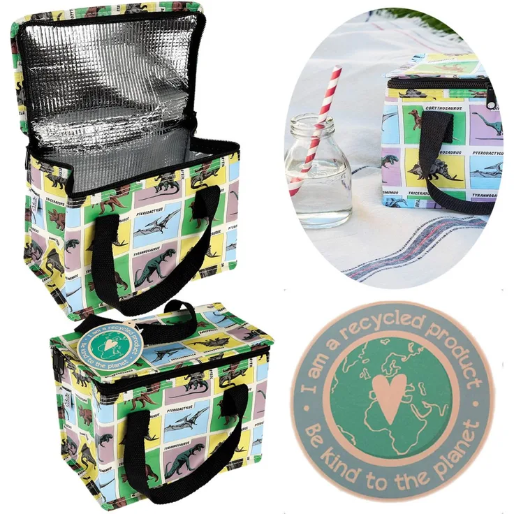 Vintage Kinder Kühltasche Dinosaurier Öko Isoliertasche Kühlbox Recycelt