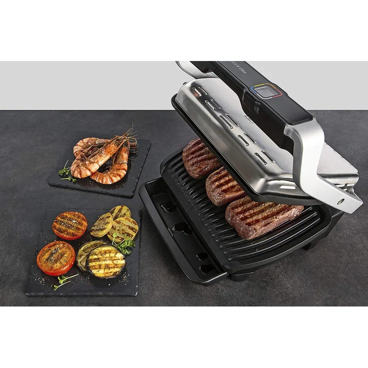 Tefal GC750D OptiGrill Elite Kontaktgrill 2000W, digitales Display mit Schritt-für-Schritt Anleitungen und Countdown, 12 Grillprogramme, 30 cm x 20 cm + verstellbarer manueller Modus, keine deutsche Menüführung, silber – Bild 3