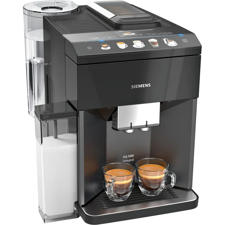 Siemens TQ505DF8 extraKlasse Kaffeevollautomat, oneTouch DoubleCup, schwarz, mit Milchsystem und integriertem Mahlwerk
