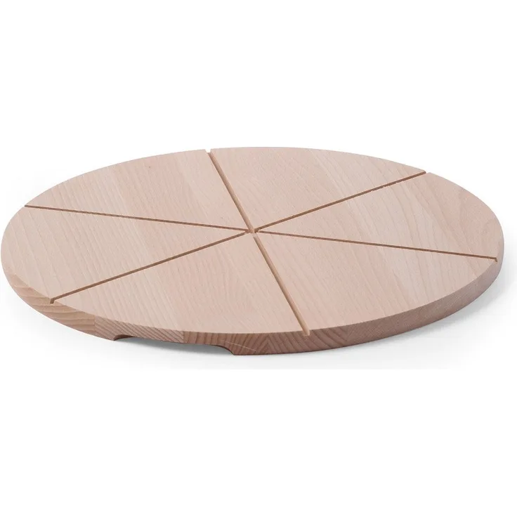 HENDI Pizzabretter, Aus Buchenholz, Buchenholz, Flammkuchenbrett, Brotschaufel, Pizzaschaufel, mit Rillen zum Schneiden von 6 gleichgroßen Stücken, ø500mm