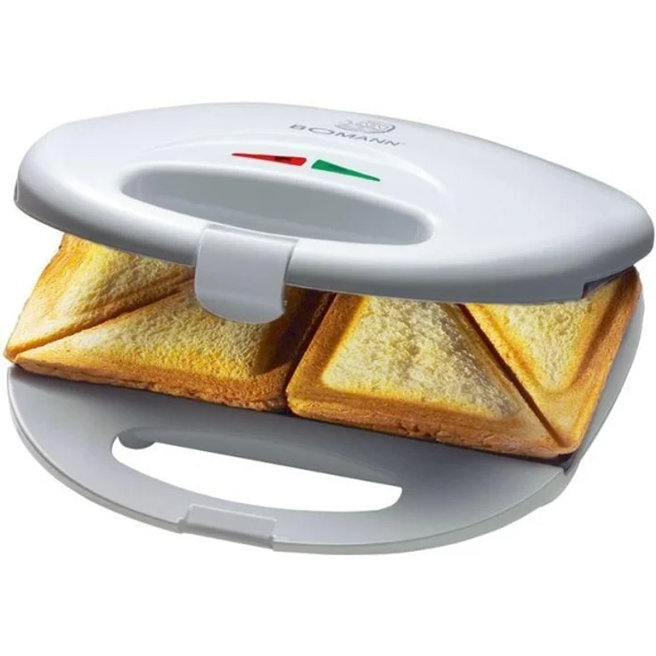Bomann ST 5016 CB Sandwichtoaster, 3-eckige Sandwichplatten, automatischer Temperaturregler, mit 2 Kontrollleuchten, Antihaftbeschichtung, Überhitzungsschutz, weiß – Bild 1