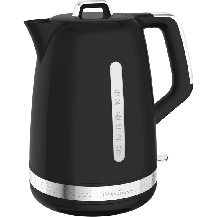 Moulinex Soleil Schwarz Elektrischer Wasserkocher, kabellos, Kapazität 1,7 l, Basis drehbar um 360 ° verdeckter Widerstand 2 Wasserstufen BY320B10