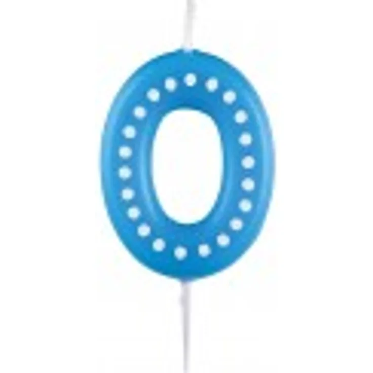 amscan 9900910 Zahlenkerze 0, mit weien Punkten, farbig Sortiert, Entweder in Gelb, Blau, Rot, Grün oder Orange