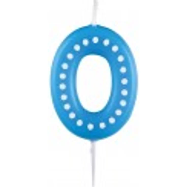 amscan 9900910 Zahlenkerze 0, mit weien Punkten, farbig Sortiert, Entweder in Gelb, Blau, Rot, Grün oder Orange