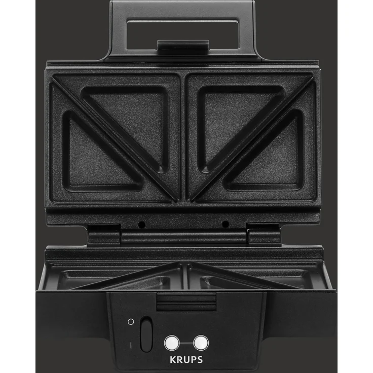 Krups Sandwichmaker FDK451, für gegrillte Sandwichtoasts in Dreiecksform, Antihaftbeschichtete Platten Leichte Reinigung, Kein Anbrennen Aufheiz- und Temperaturkontrollleuchte, 850W – Bild 2