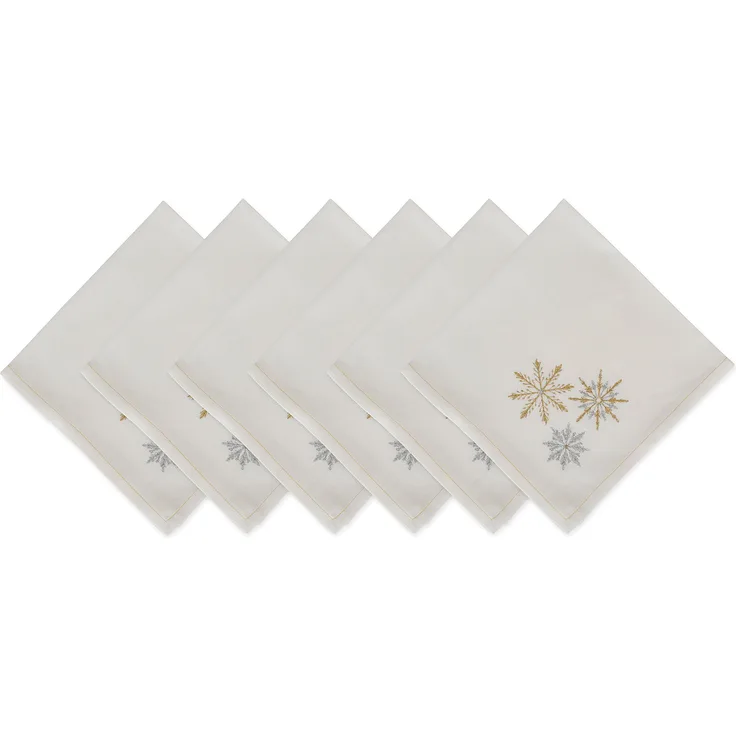 DII Holiday Tischplatte Kollektion Serviette Napkin S-6 Glitzernde Schneeflocken