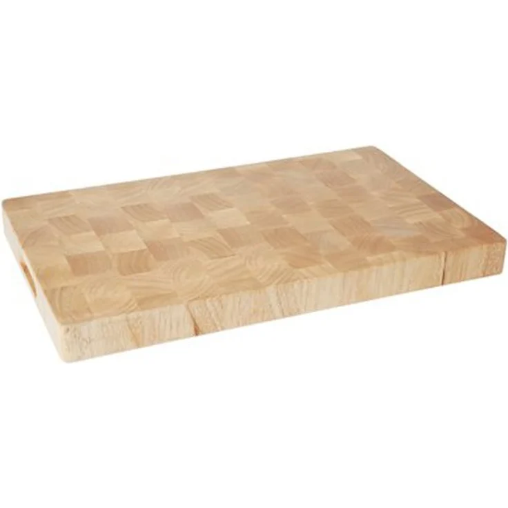 HENDI Holzschneidbrett, Hochwertiges Kautschuk-Holz, mit Griffmulden, Küchenbrett, 265x325x(H)45mm – Bild 1