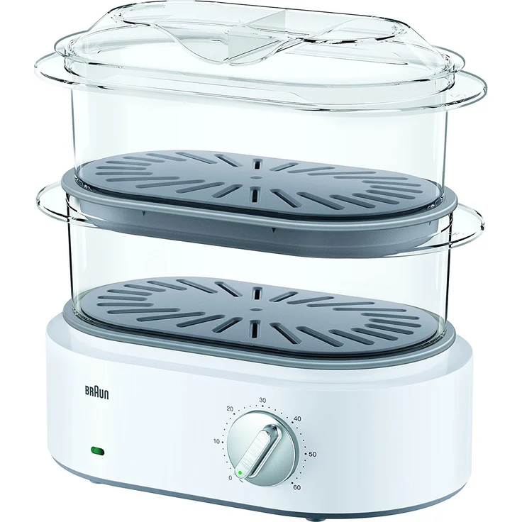 Braun Dampfgarer, weiß, 2 Garbehälter, 3,1 Liter Volumen, 850 Watt, FS 5100 – Bild 2
