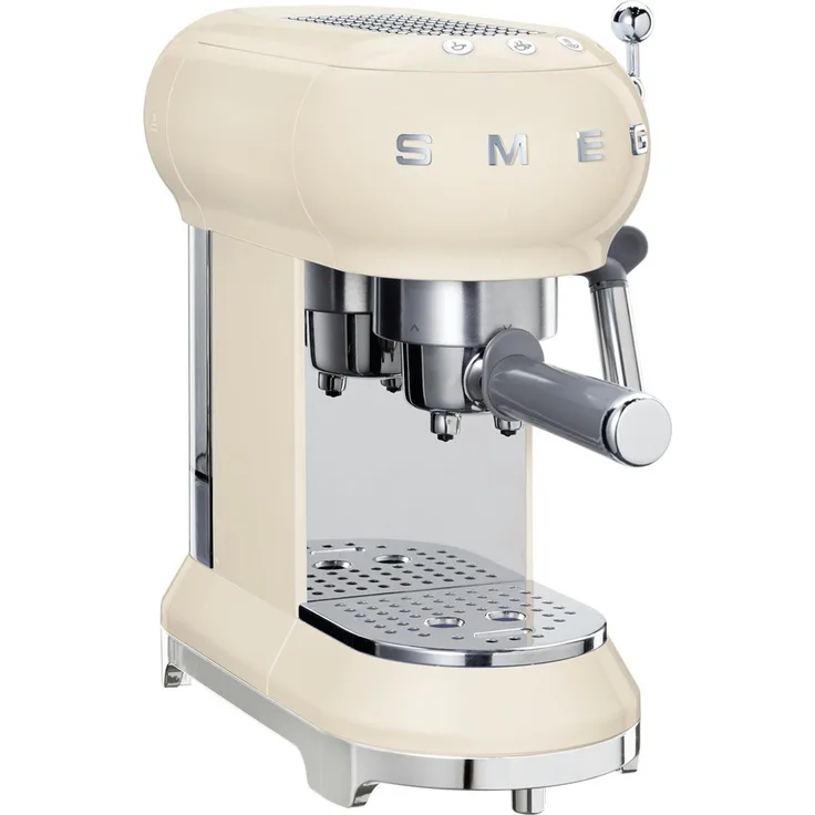 Smeg ECF01 CREU Siebträgermaschine, 1l Wassertank, Dampfdüse, 1350 Watt