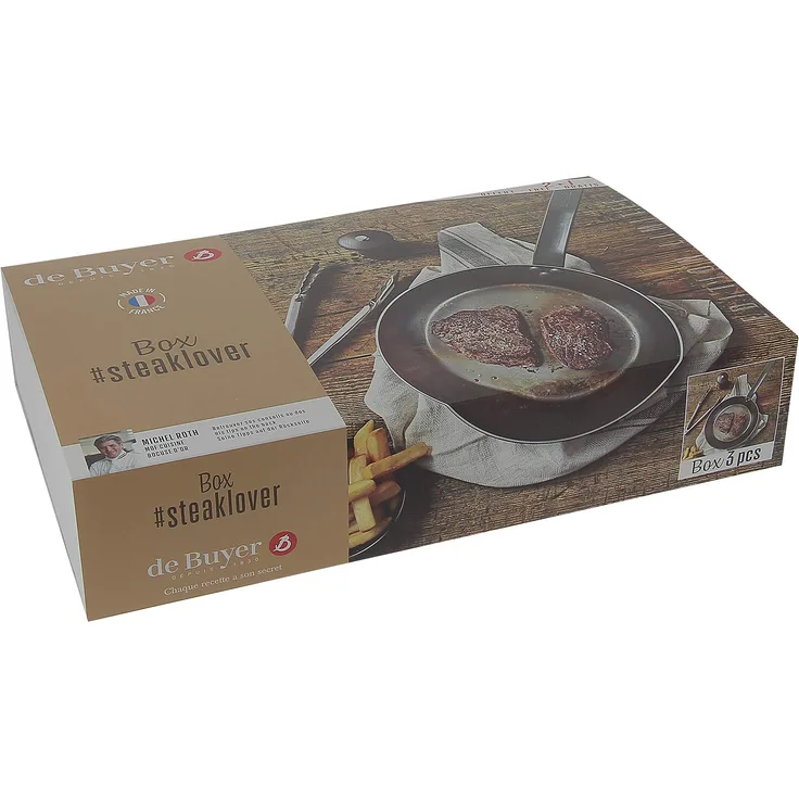 De Buyer 5610.03 Box #Steaklover : Mineral B 26 + Pfannenwender + Mühle